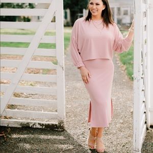 Two Piece MIDI Dress Racerback Side Slits Entro